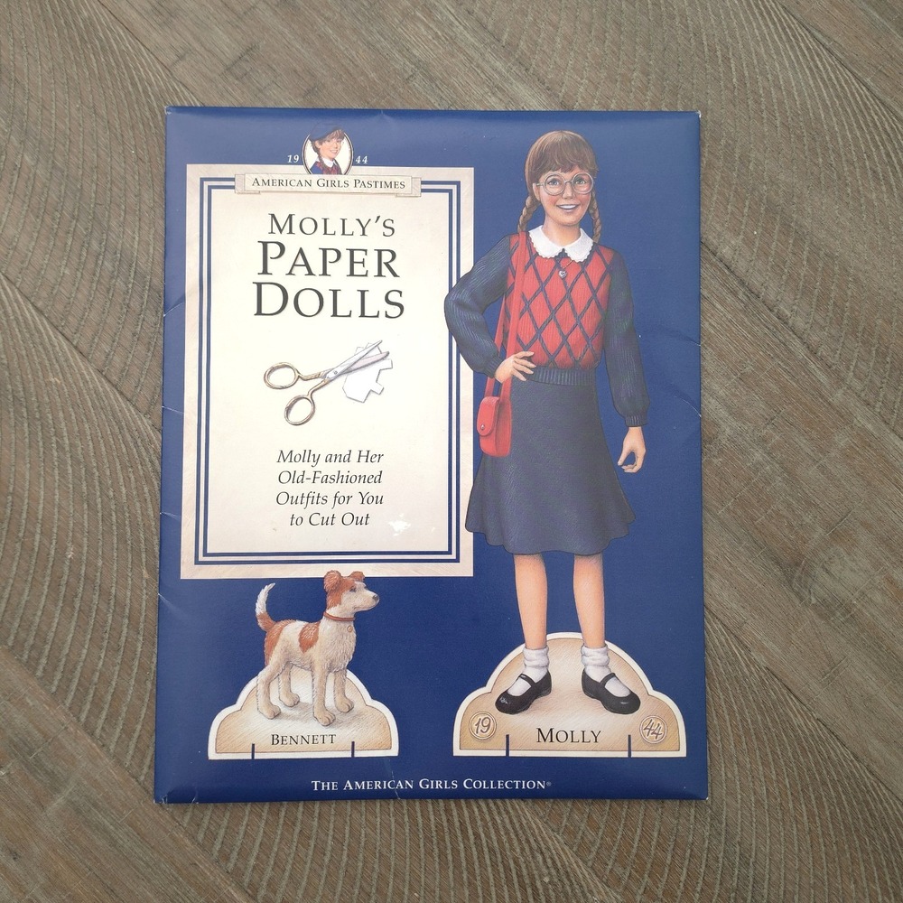American Girls Molly McIntire Paper Dolls Cutout Outfits WWII Era 1944 Fashion